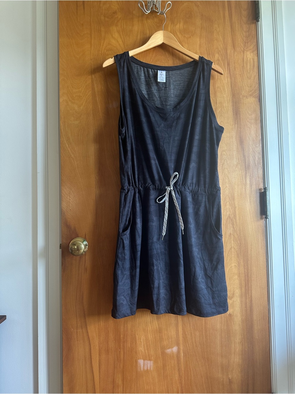 Casual Black Sleeveless Drawstring Swim Coverup - Picture 1 of 4